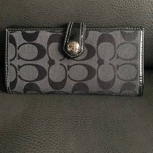 Coach bifold snap wallet. Black on black